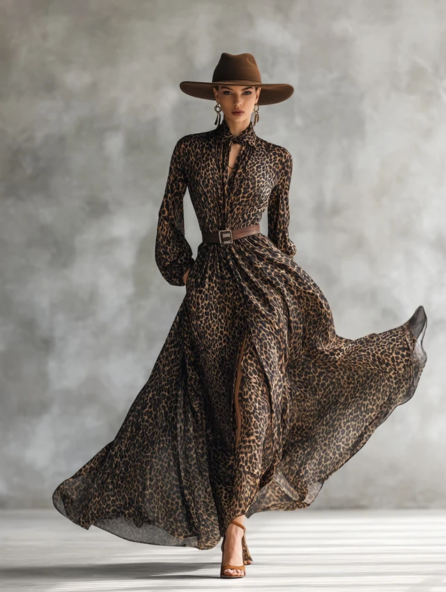 Leopard Print Dress Fashion Magazine Cover Photo