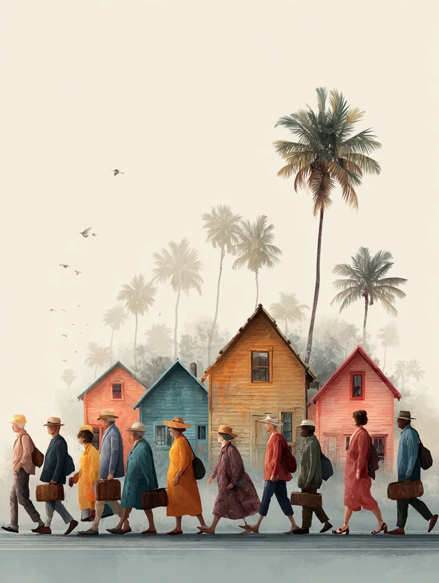 Neighborhood Love Illustration Winter Scene