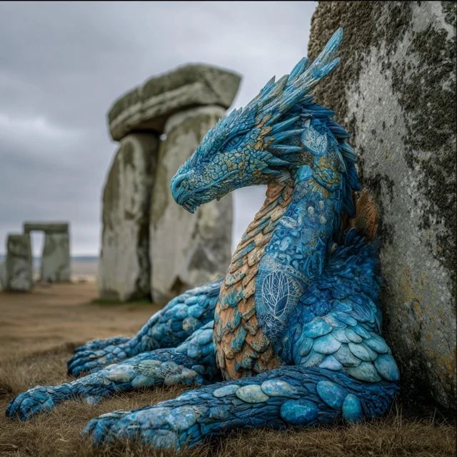Fantasy Dragon Resting at Stonehenge