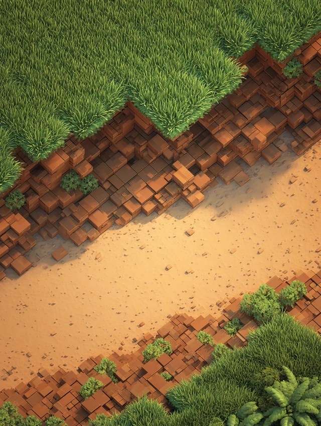 Minecraft Cartoon Background Sand and Grass Top View