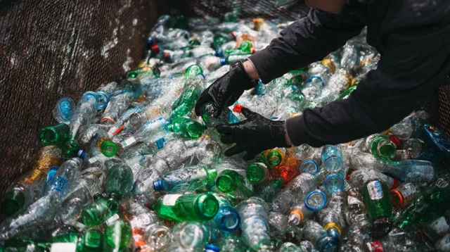 Person Washing Bottles For Recycling Illustration