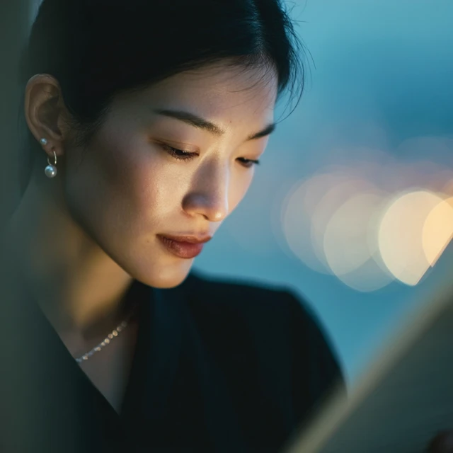 Asian Woman Reading Morning Light