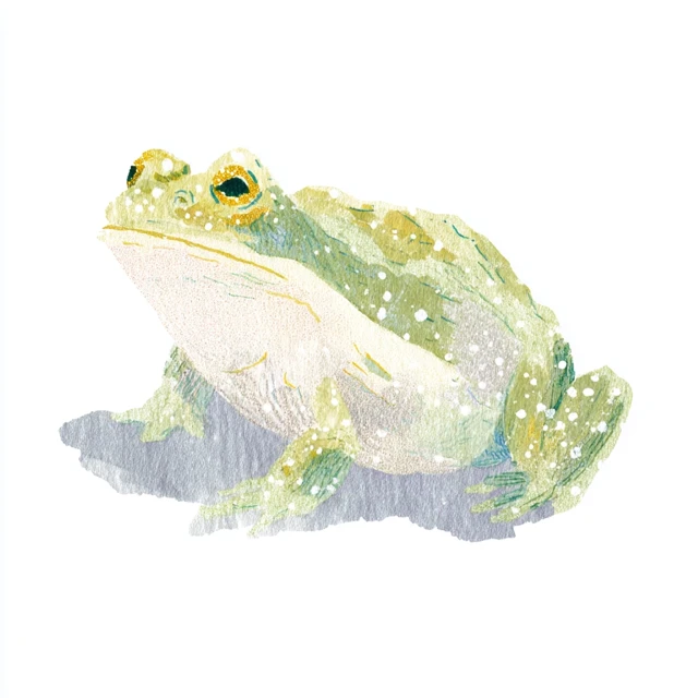 Watercolor Frog Clipart Olive Green and Gray Illustration