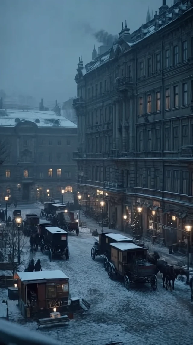 1883 Stockholm Winter Street Scene Historical Photo