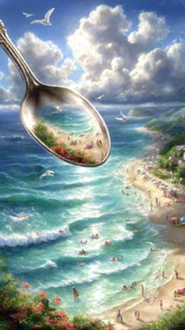 Magical Beach Scene in a Spoon Dreamy Art