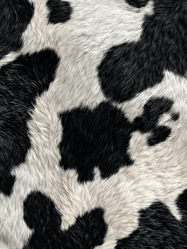 Cowhide Texture Black and White Holstein Spots 8K