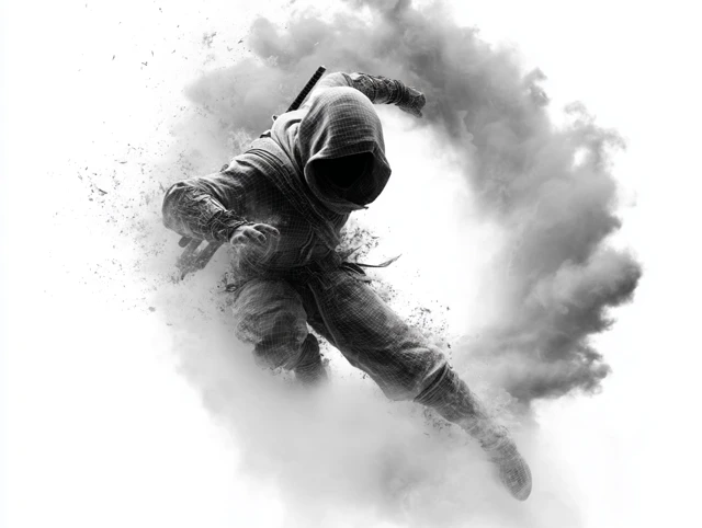 Celestial Ninja in Action Vector Art Hyper Detailed