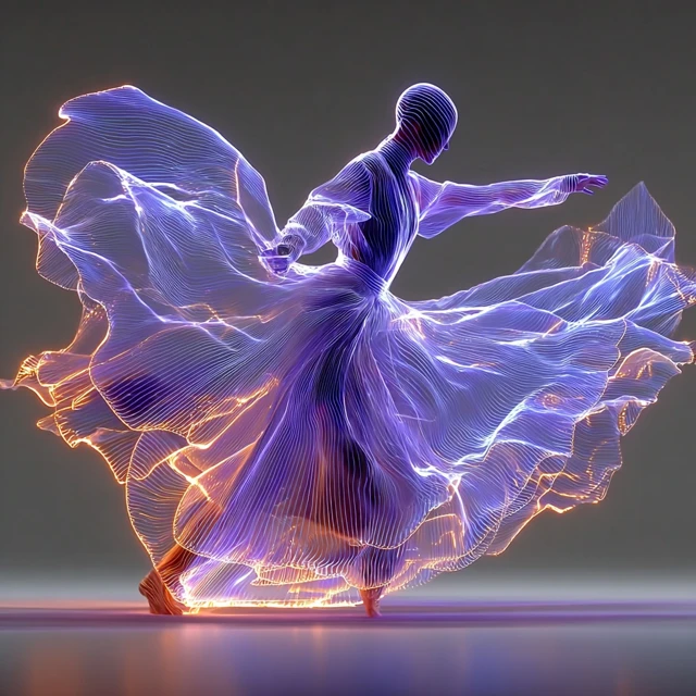 Kinetic Dancer in Translucent Light Currents