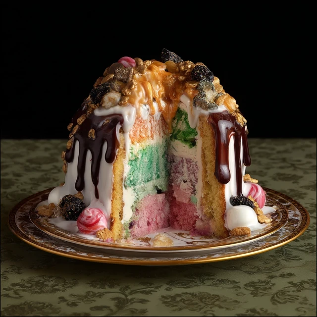 Delicious Layered Cake with Artistic Decor
