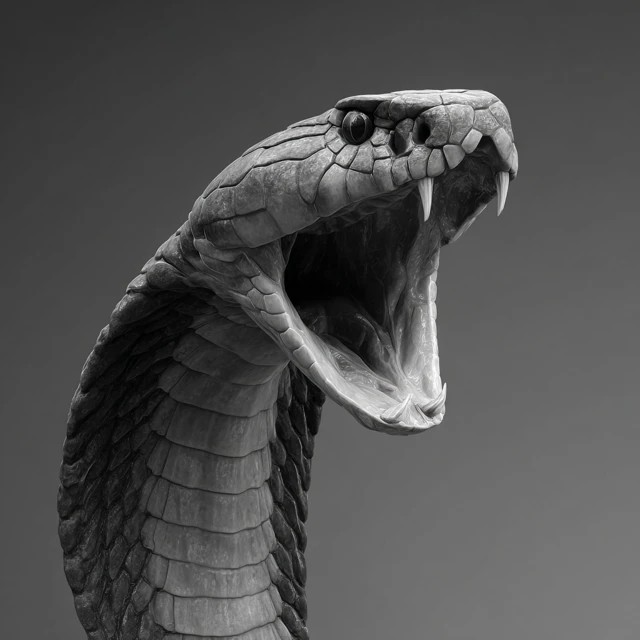 King Cobra Head Open Mouth Hyperrealistic