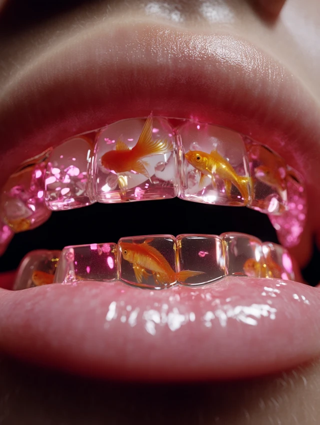 Surreal Dental Art: Teeth Aquariums with Goldfish