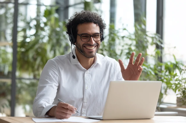 Indian Businessman in a Video Call Office Setting