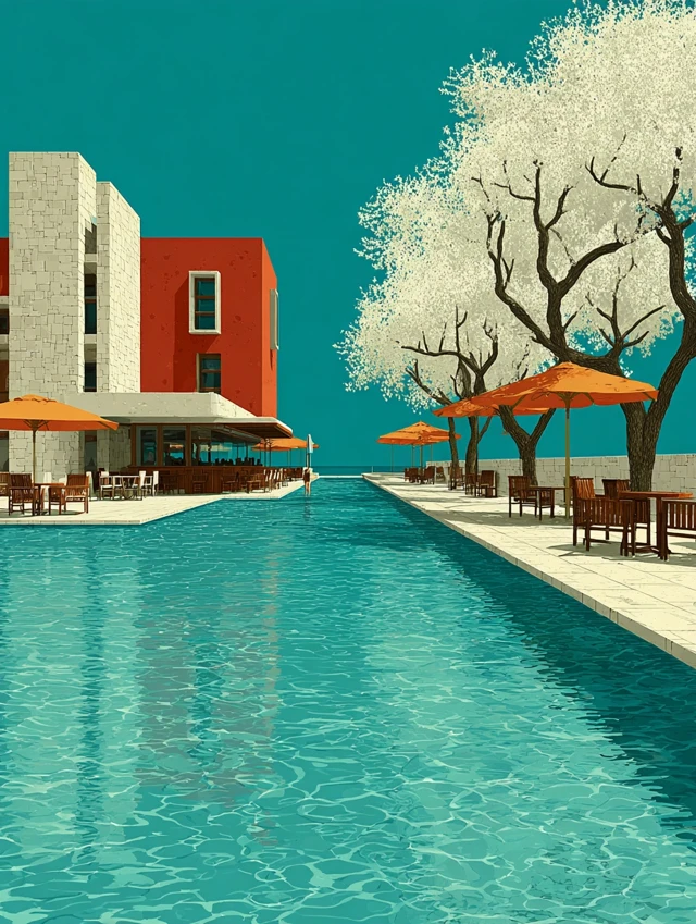 Mountain Hotel Illustration Minimalist Design
