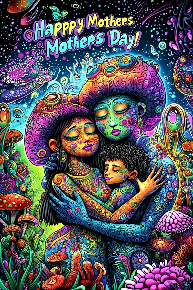 Happy Mothers Day Art: Earth Goddess and Kids
