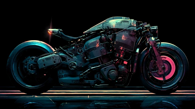 Cyberpunk Motorcycle Futuristic Design Illustration