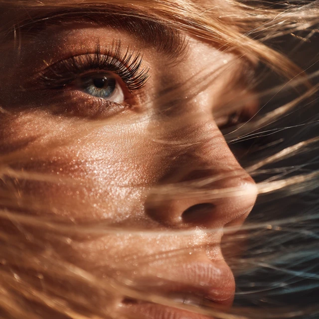 Dynamic Beauty Photo: Fluttering Lashes and Radiant Glow