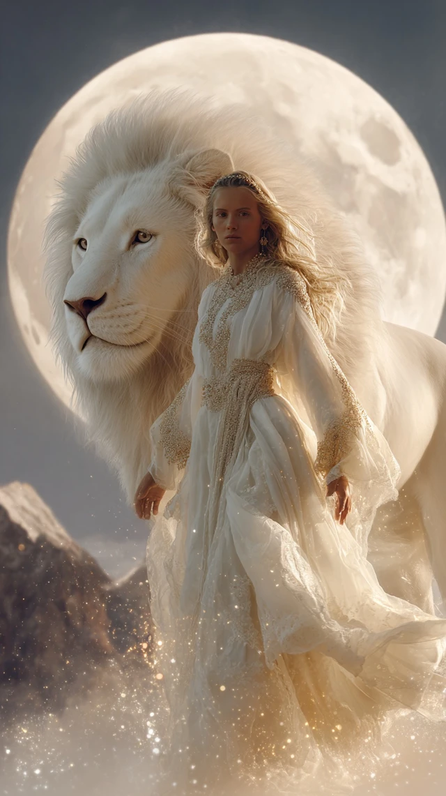 Divine Feminine Lion Moonlit Fantasy Art