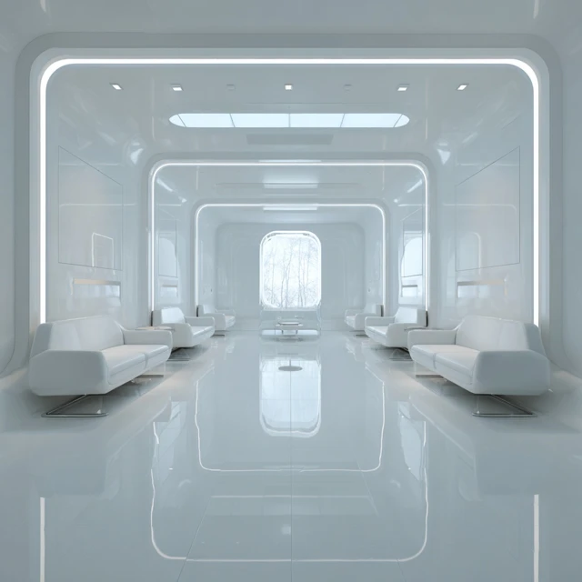Futuristic Clinic Interior Minimalist White Space