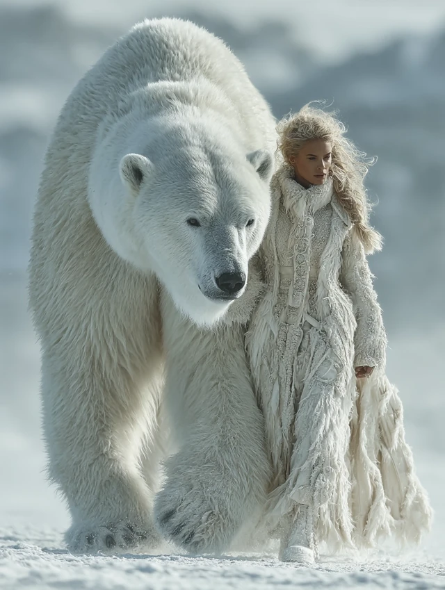 Polar Bear and Woman: Arctic Adventure