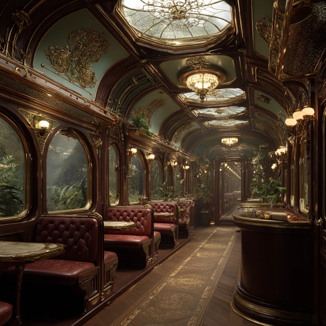 Belle Epoque Train Car: Luxurious Interior