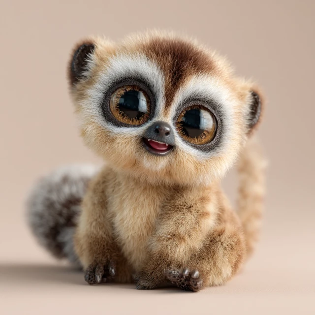 Cute Magical Lemur Creature with Big Eyes