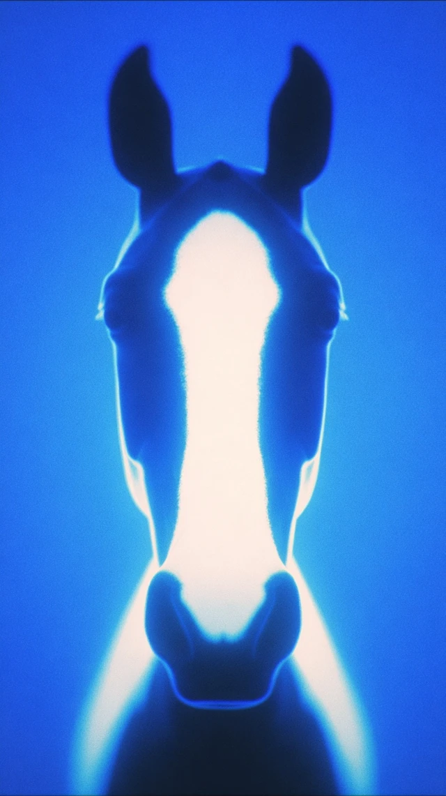Symmetrical Horse Portrait Blue Tones