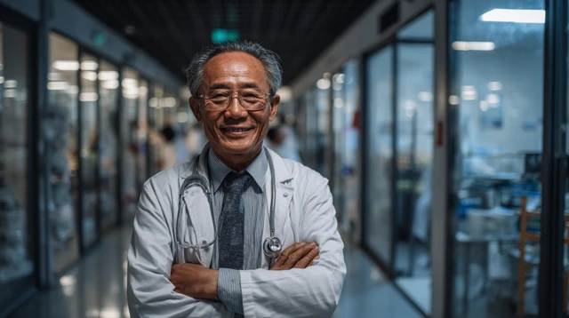 Asian Doctor in Hospital Portrait Professional and Knowledgeable