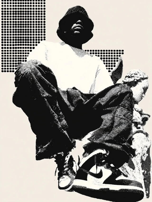 Marble Angel Streetwear Design Black and White Art