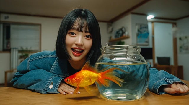 Korean Woman Goldfish in Jar Professional Quality