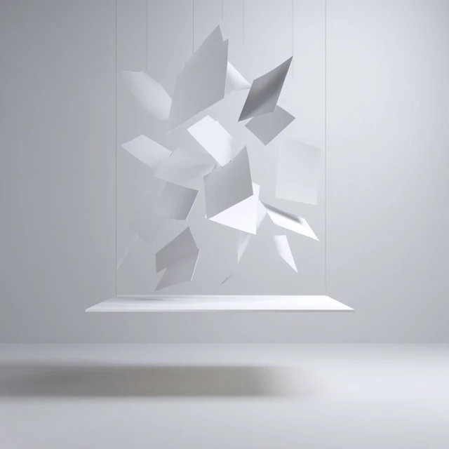 Abstract Paper Sculpture White Background