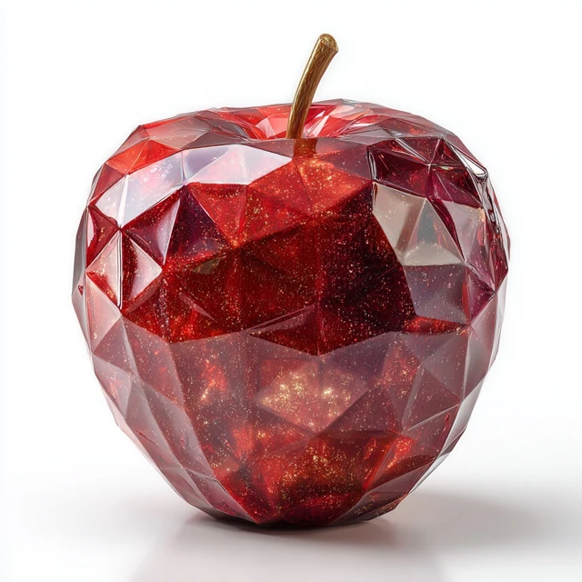 Low Poly Red Apple Gemstone 3D Render