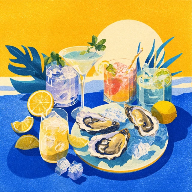 Oysters and Cocktails Refreshing Summer Poster