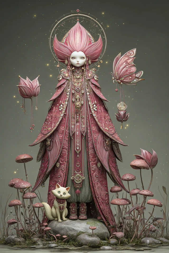 Mythical Shaman Rose Figure in Enchanted Glade