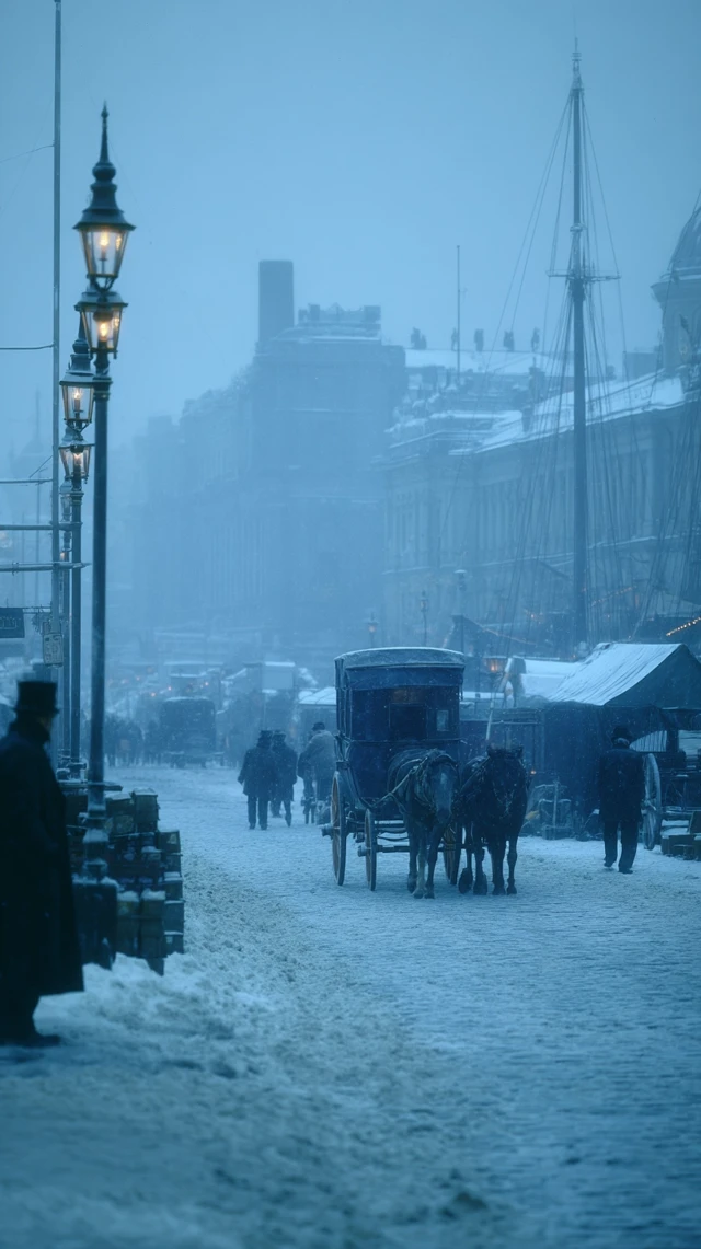 1883 Stockholm Winter Street Scene Historical Photo