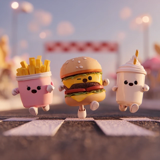 Food Race 3D Burger Fries Shake