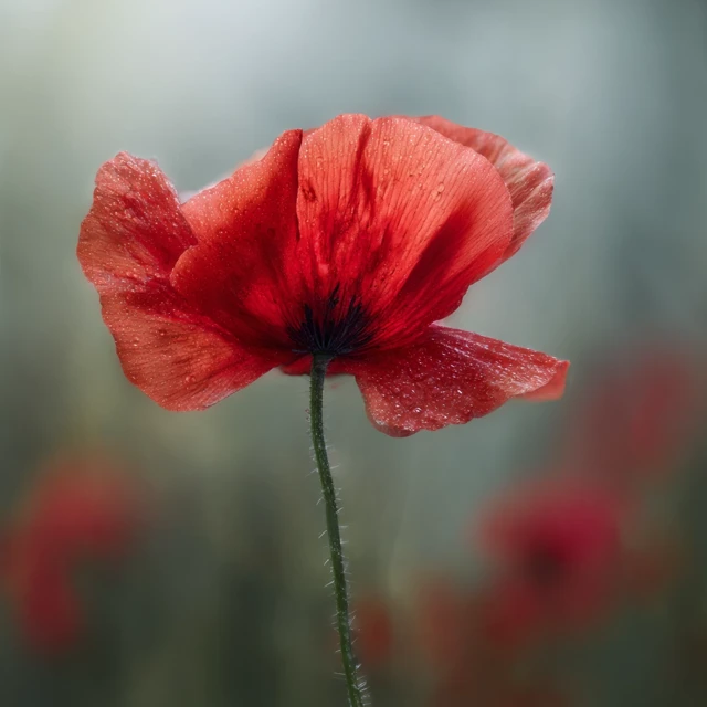 Red Poppy Flower Macro Photography