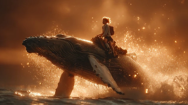 Whale Rider Dramatic Sunrise Painting