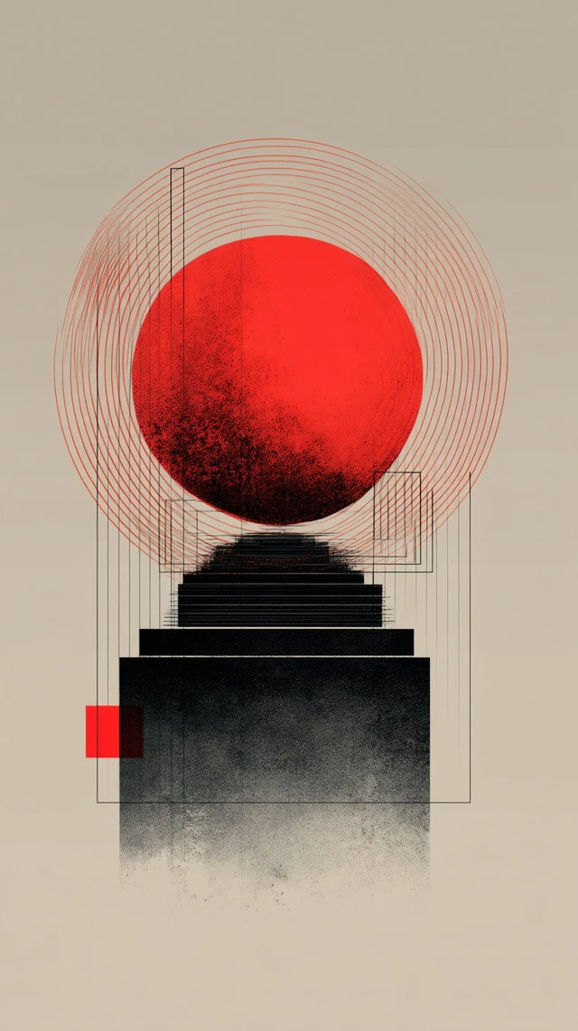 Minimalist Red Circle Geometry Drawing Poster