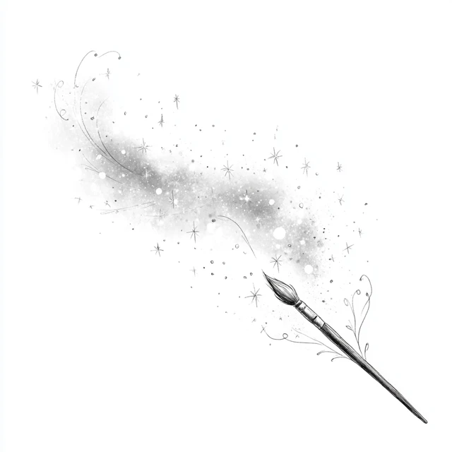 Dreamy Paintbrush Illustration with Sparkles