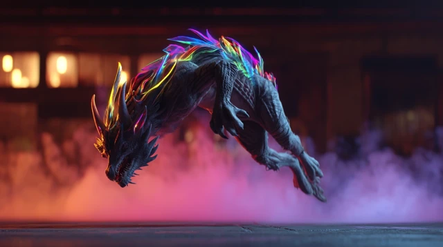 Neon Dragon SciFi Surreal Movie Still