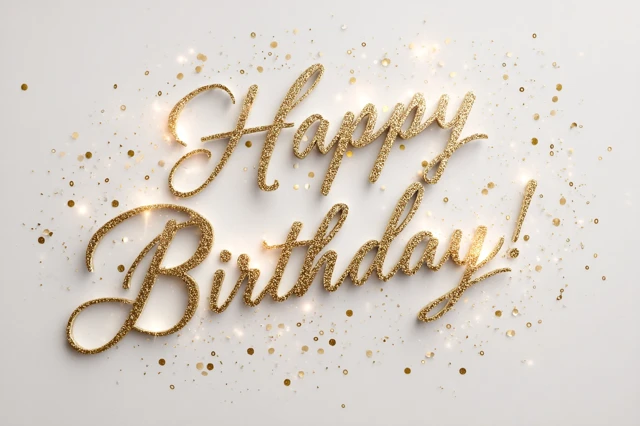 Happy Birthday Golden Calligraphy Sparkles