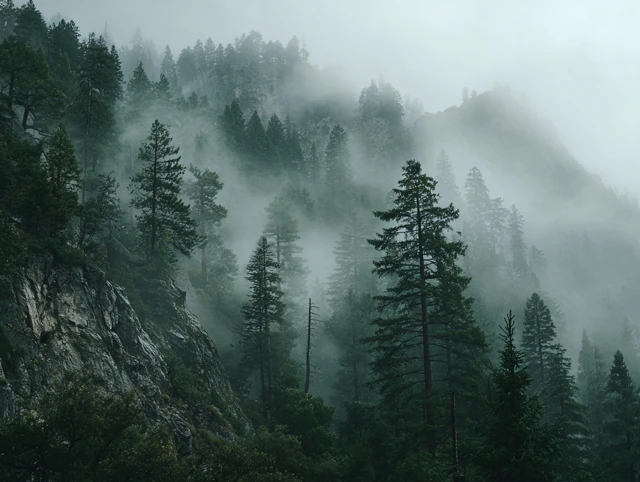 Misty Forest Mountain Landscape Nature Scene