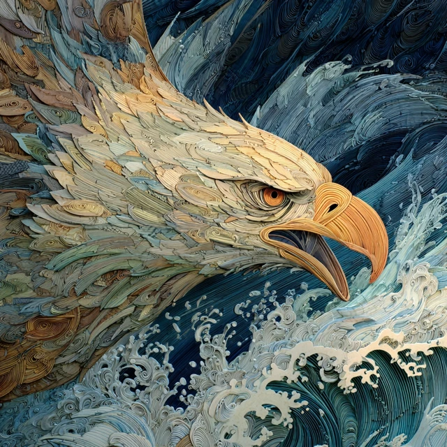 Eagle in Paper Quilling Art Action Packed Scene