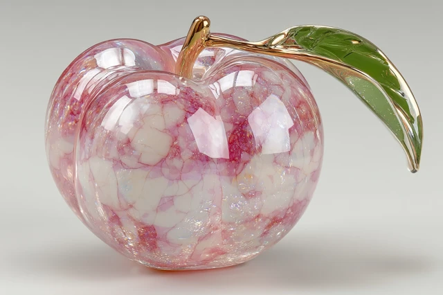 Handcrafted Glass Peach Sculpture Ultra Realistic