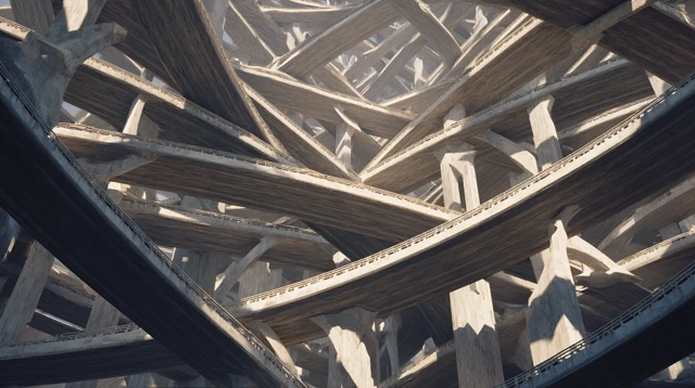 Surreal Highway Maze Aerial View Hyper Realistic 3D