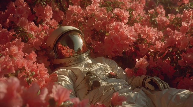 Astronaut in Roses Dreamlike Surreal Photograph
