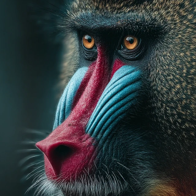 Mandrill Closeup Colorful Photorealistic Image