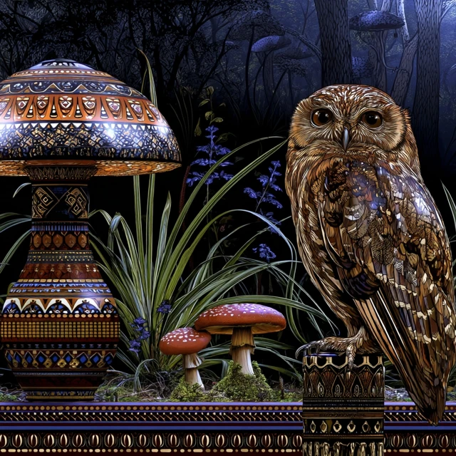 Wise Owl in a Magical Forest