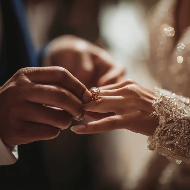 Wedding Ring Ceremony Romantic Close Up