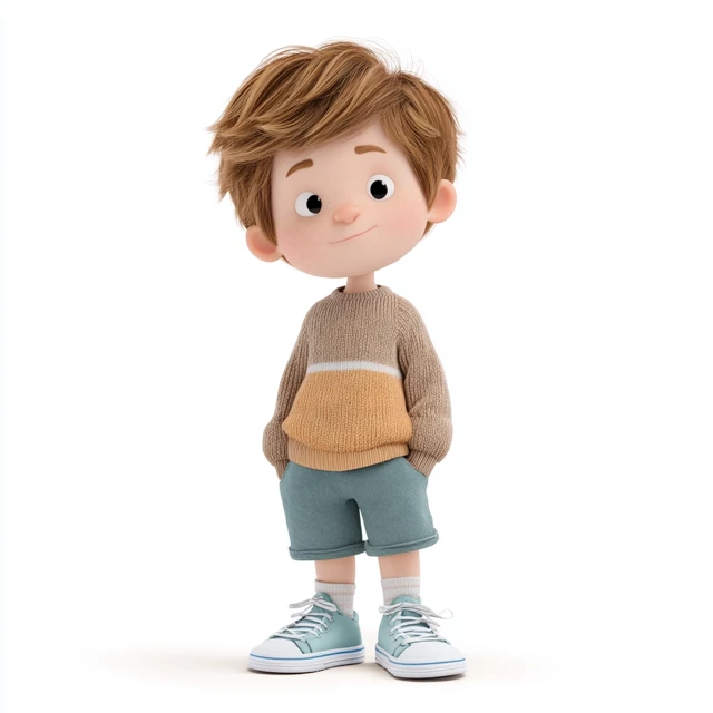 Cute 3D Cartoon Boy Character